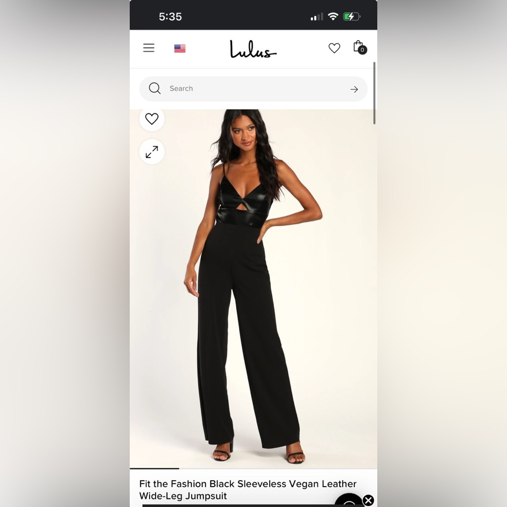 Lulu’s Black Sleeveless vegan leather jumpsuit